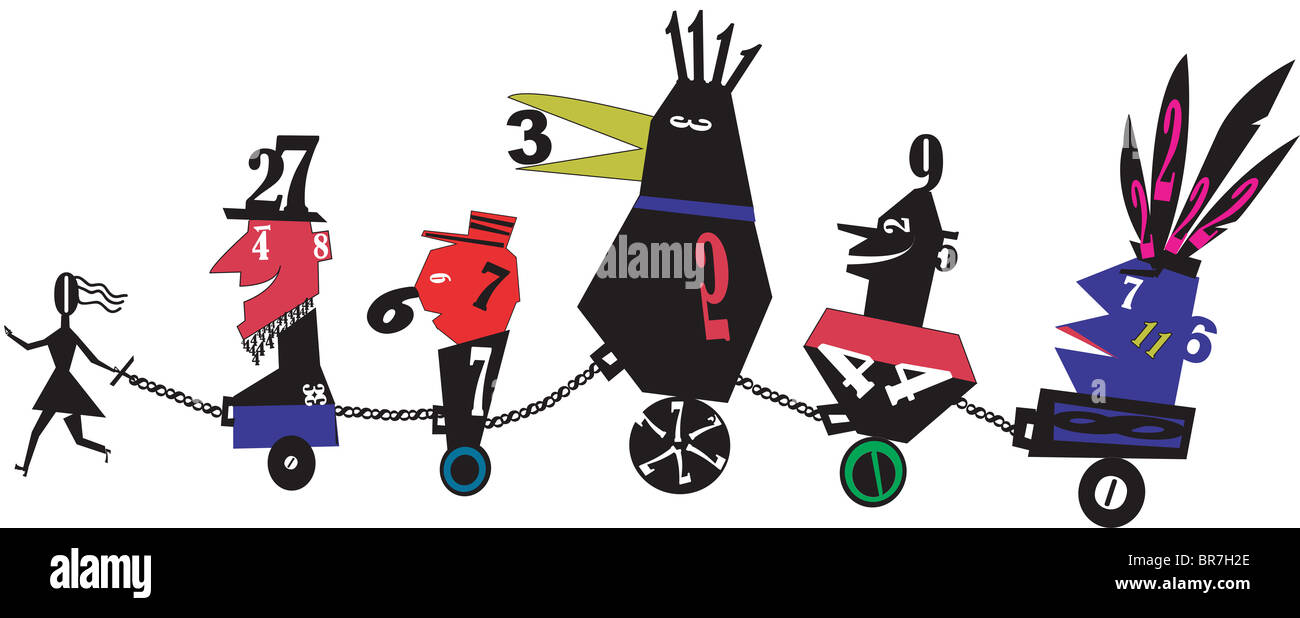 Illustration of a numbered chain gang Stock Photo Alamy