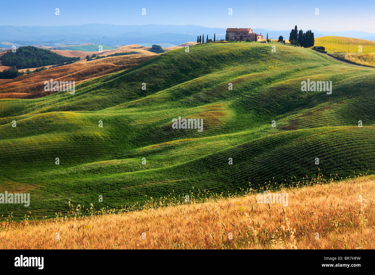 Hilltop villa near Asciano in central Tuscany, Italy Stock Photo - Alamy