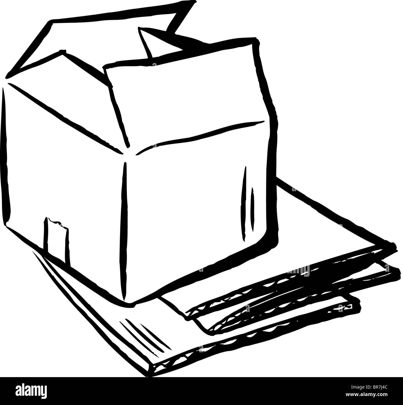 A black and white illustration of boxes for packaging Stock Photo Alamy