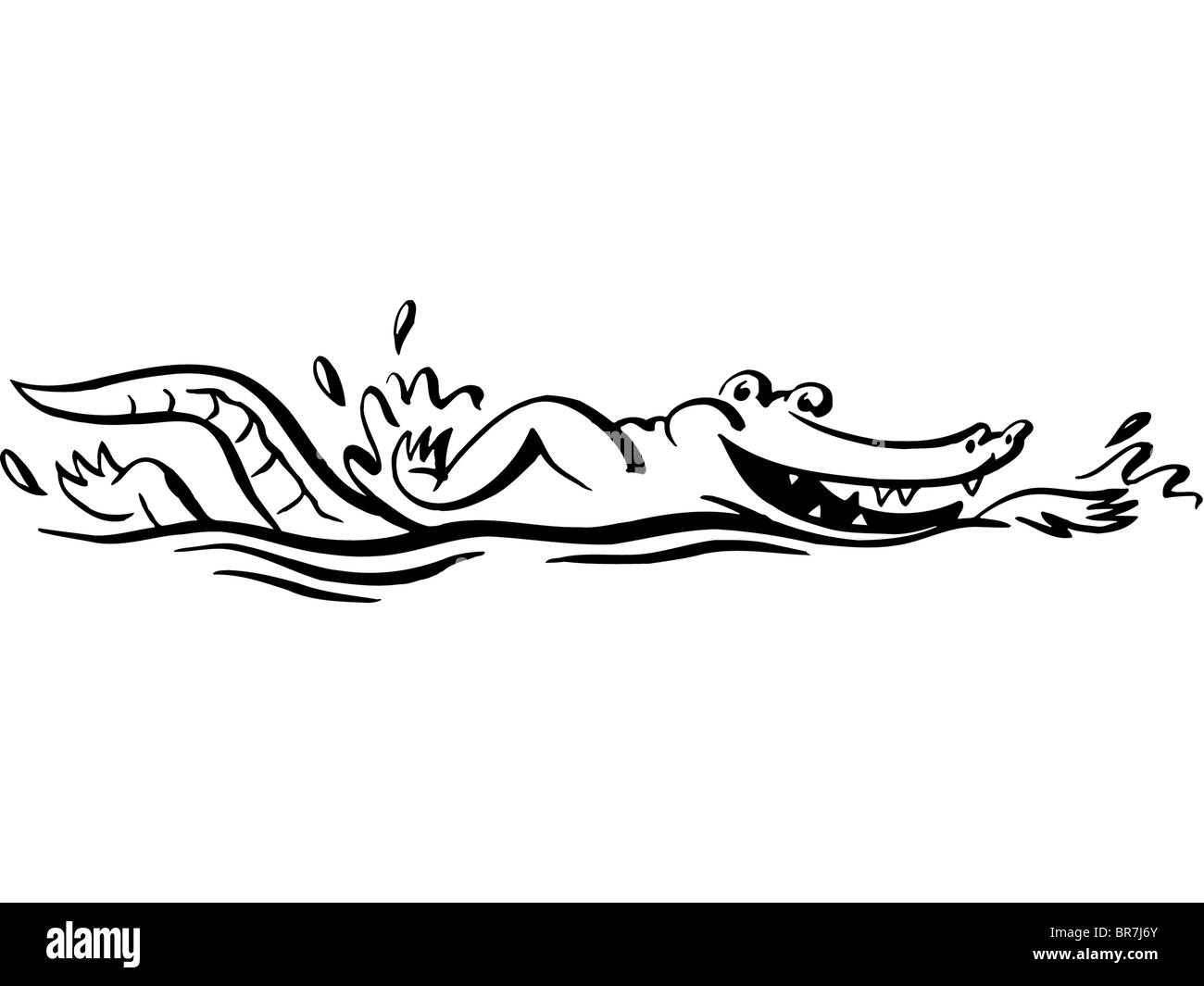 clipart crocodile black and white