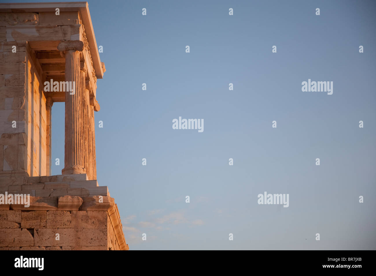 Ionic collonaded portico of Temple of Athena Nike at the Acropolis Stock Photo