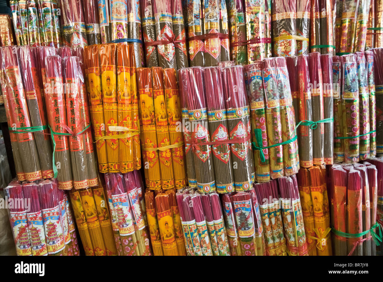 Vietnam, Nha Trang, Dam Market, packaged incense display Stock Photo
