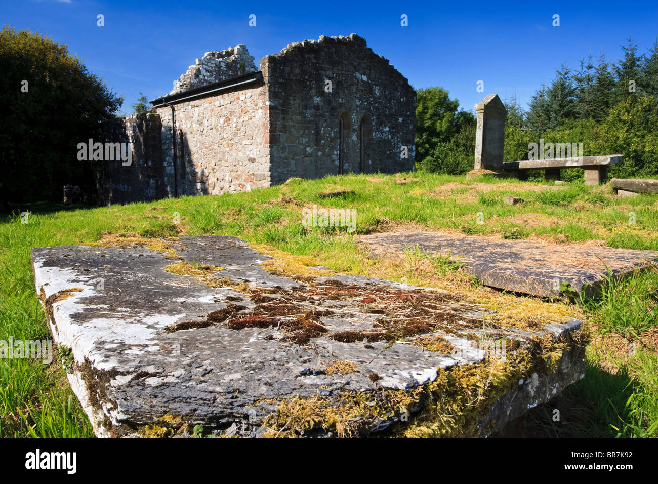 The exterior of the main hall of Dungiven Priory, County Londonderry, Northern Ireland Stock Photo