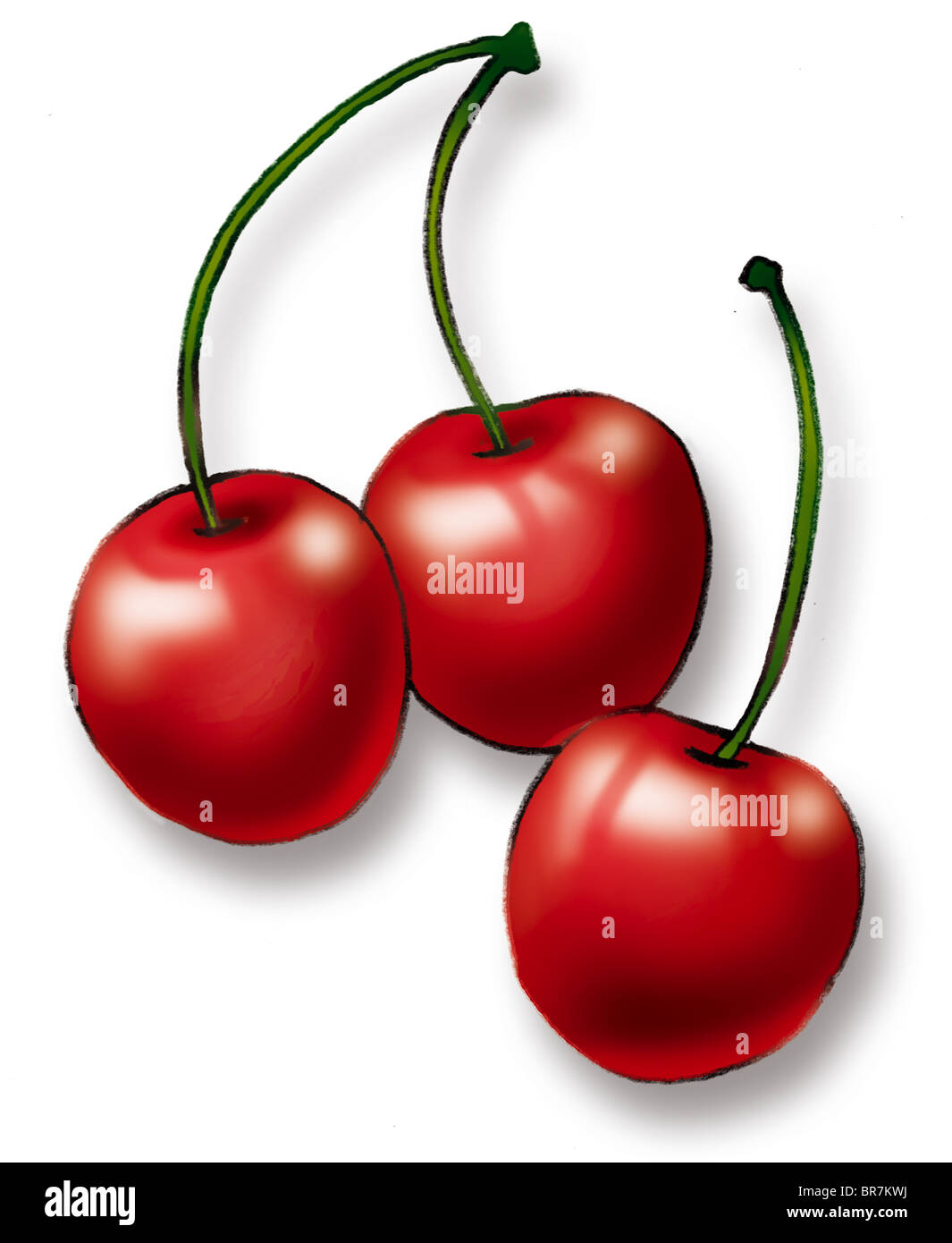 An illustration of three red cherries Stock Photo Alamy