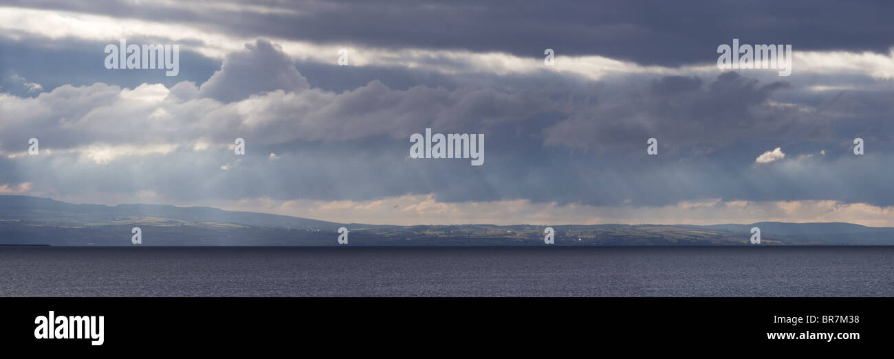 Stormy light over Lough Foyle from Magilligan point, County Derry, Northern Ireland Stock Photo