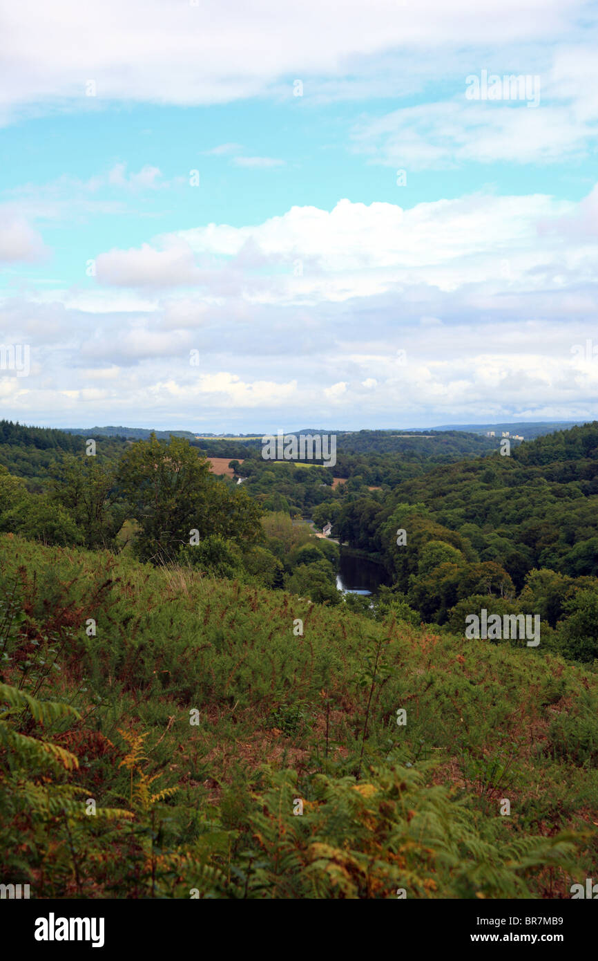 View of countryside around Poul Fetan, Quistinic, Morbihan, Brittany, Bretagne, France Stock Photo