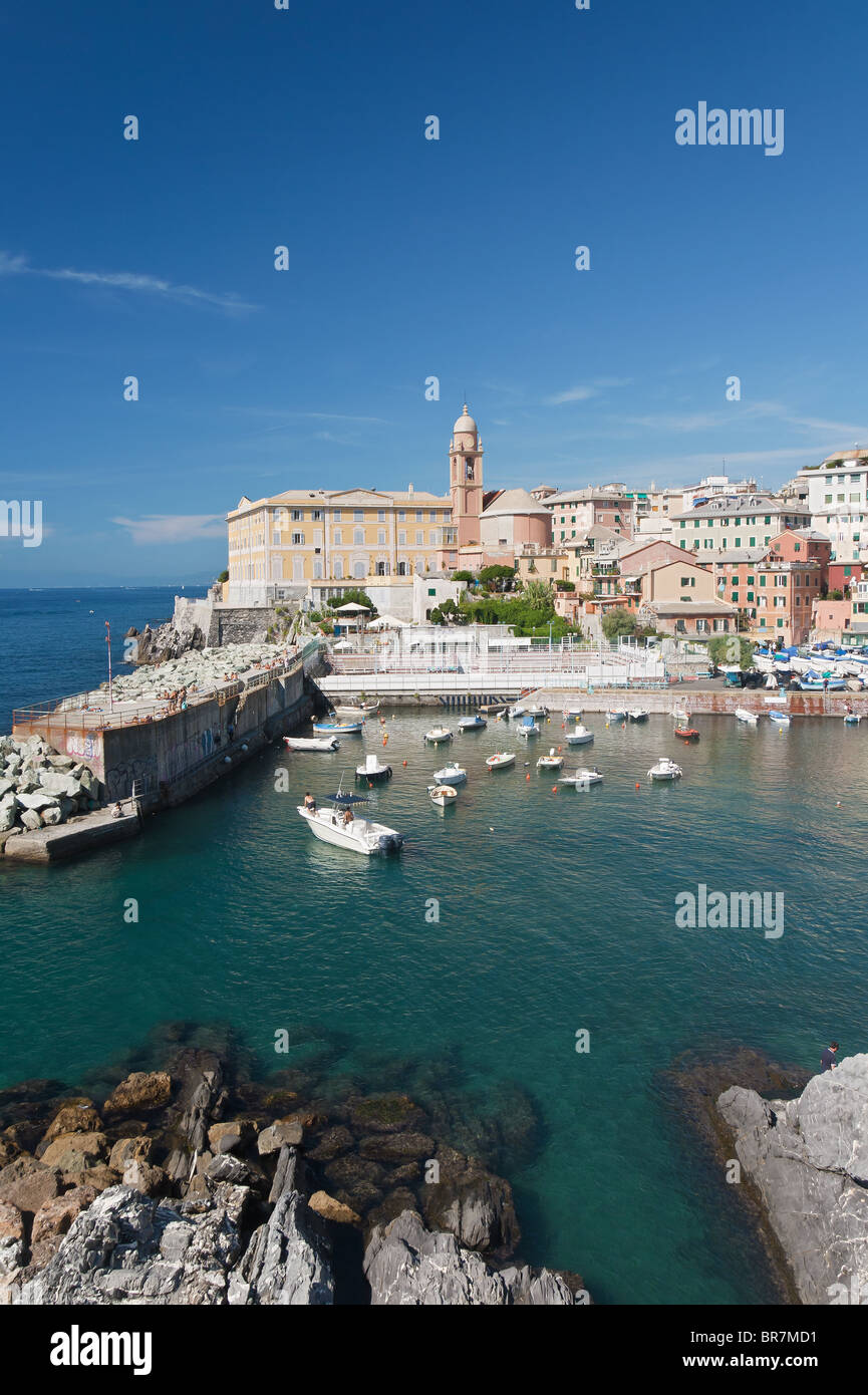 beautiful small town with harbor near Genova, Italy Stock Photo
