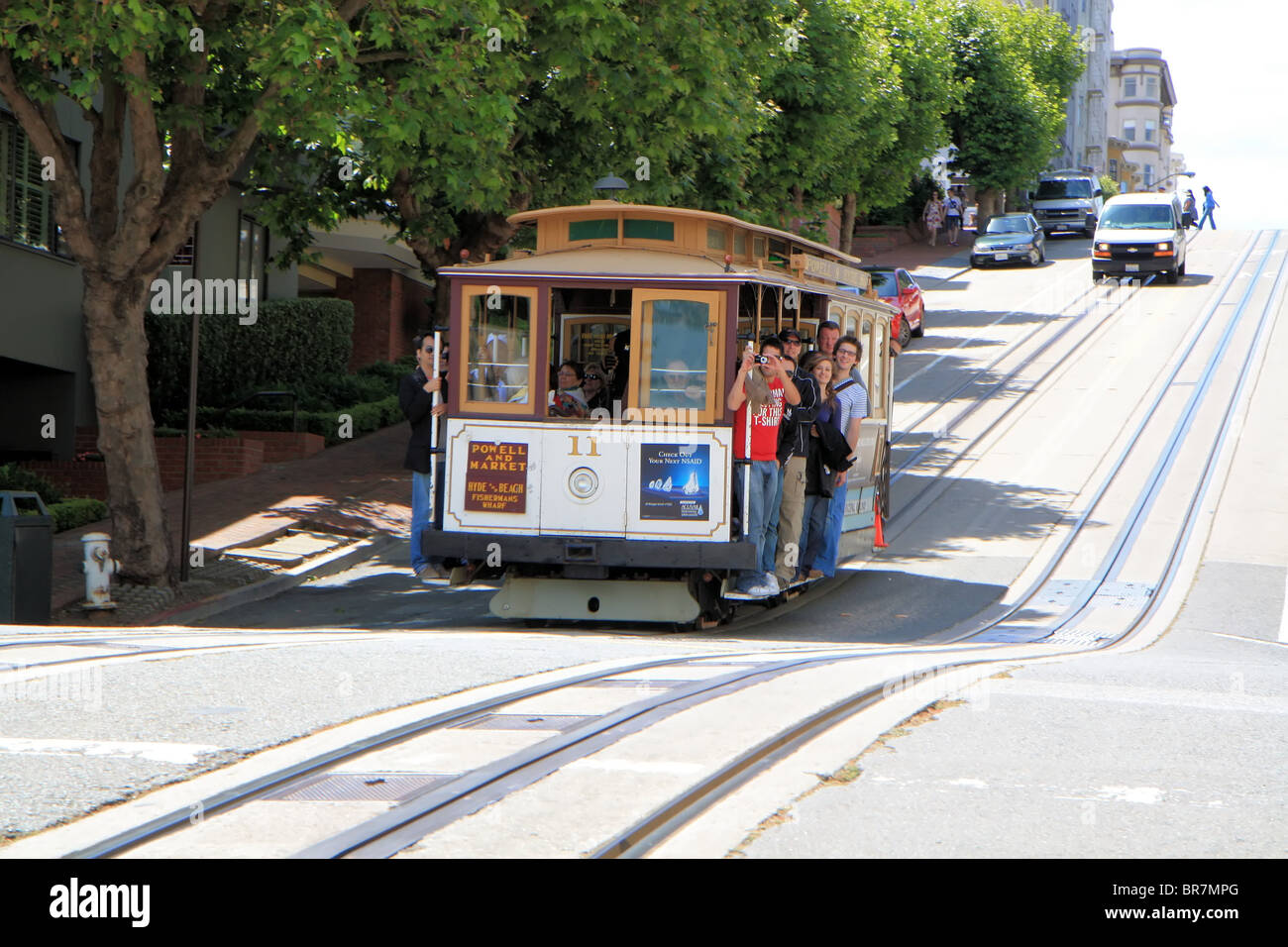 The PowellHyde cable car on Hyde street, San Francisco, United Stated