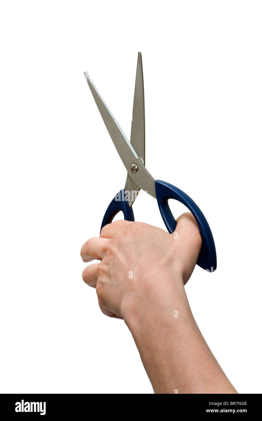 one hand with scissors Stock Photo