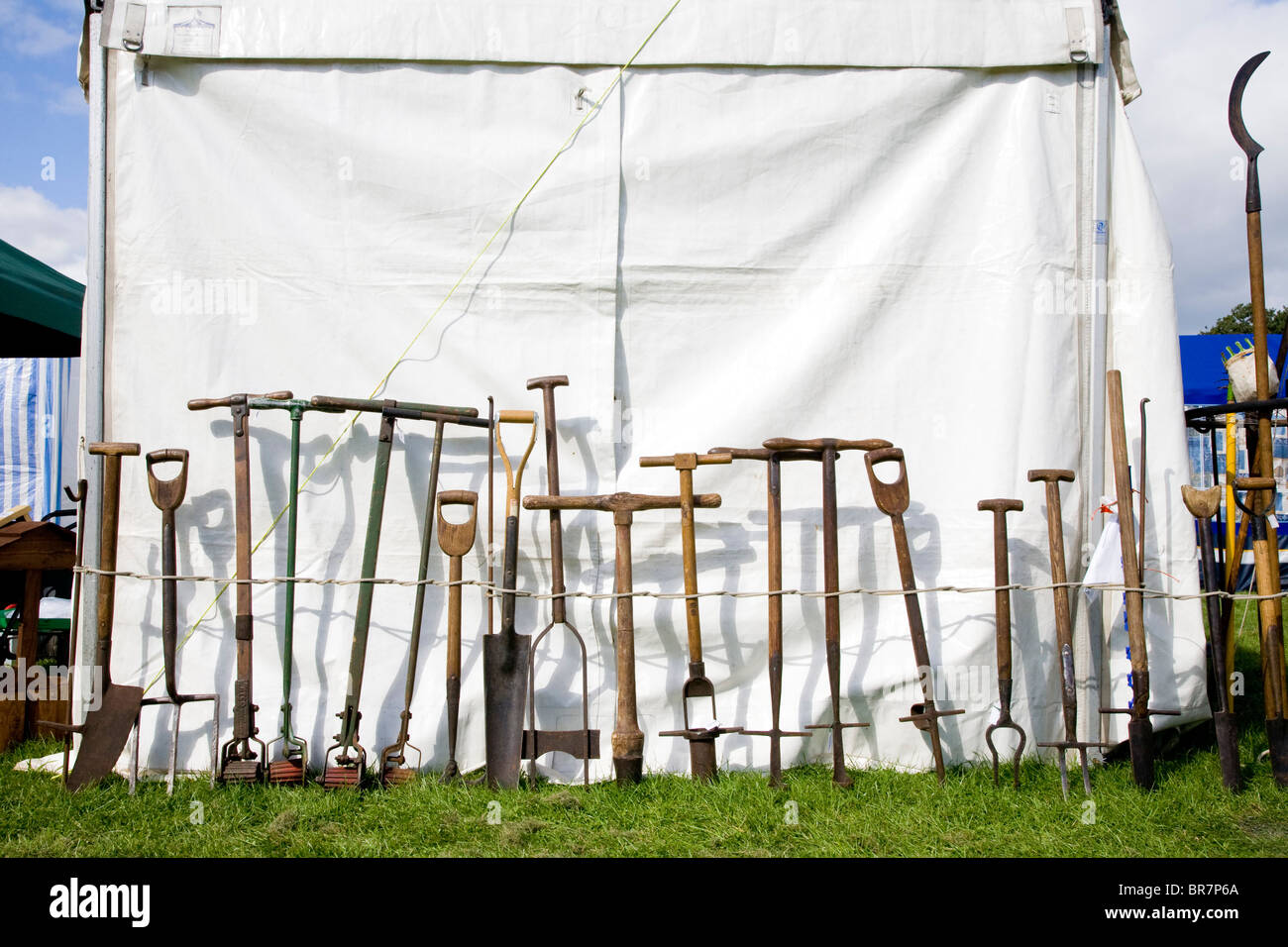 Second hand garden tools for sale at a summer fair Stock Photo - Alamy