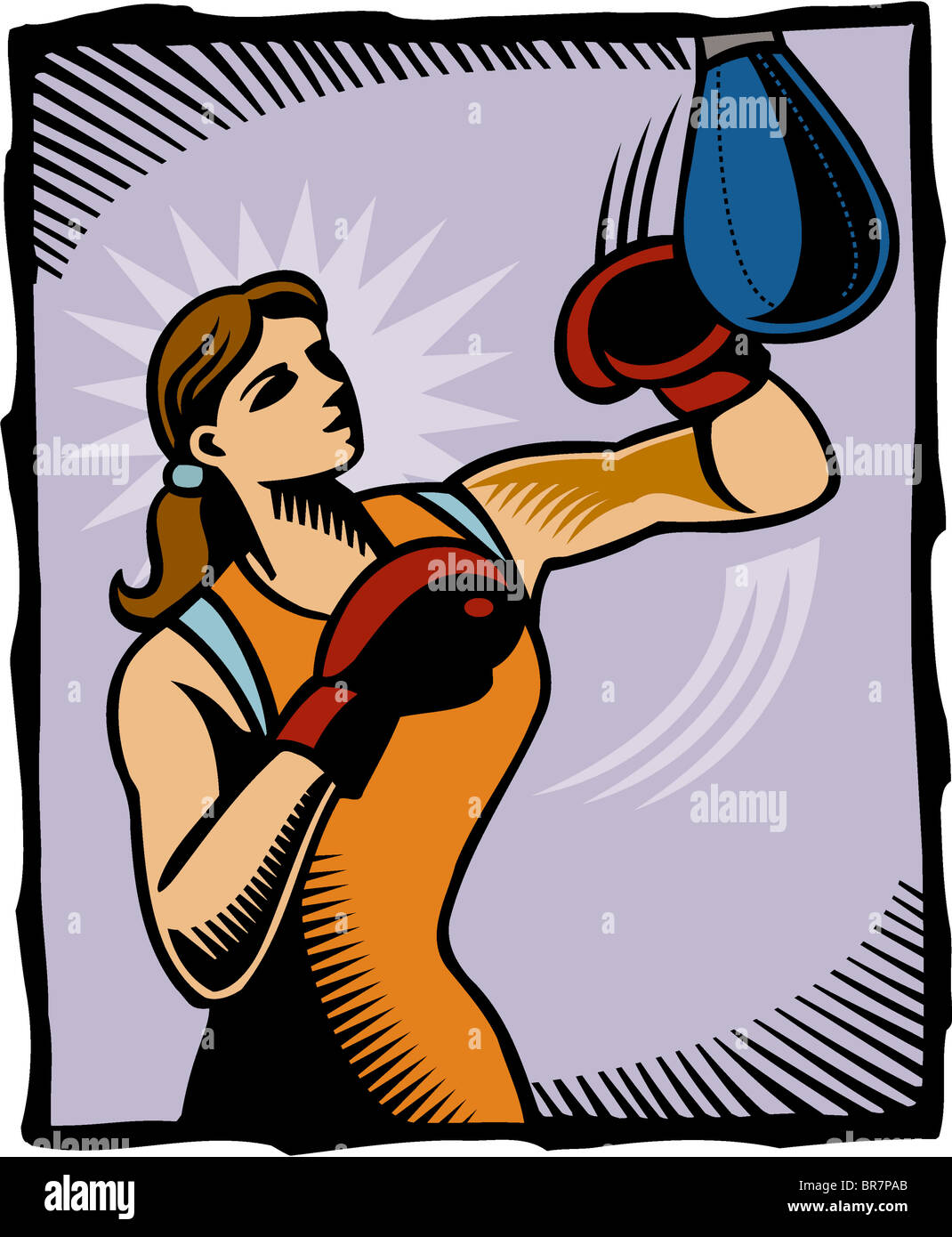Black Woman thinking about Boxing - A cartoon illustration of a Black Woman think...