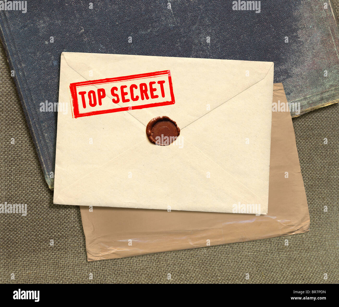 dorsal view of military top secret envelope with stamp Stock Photo Alamy
