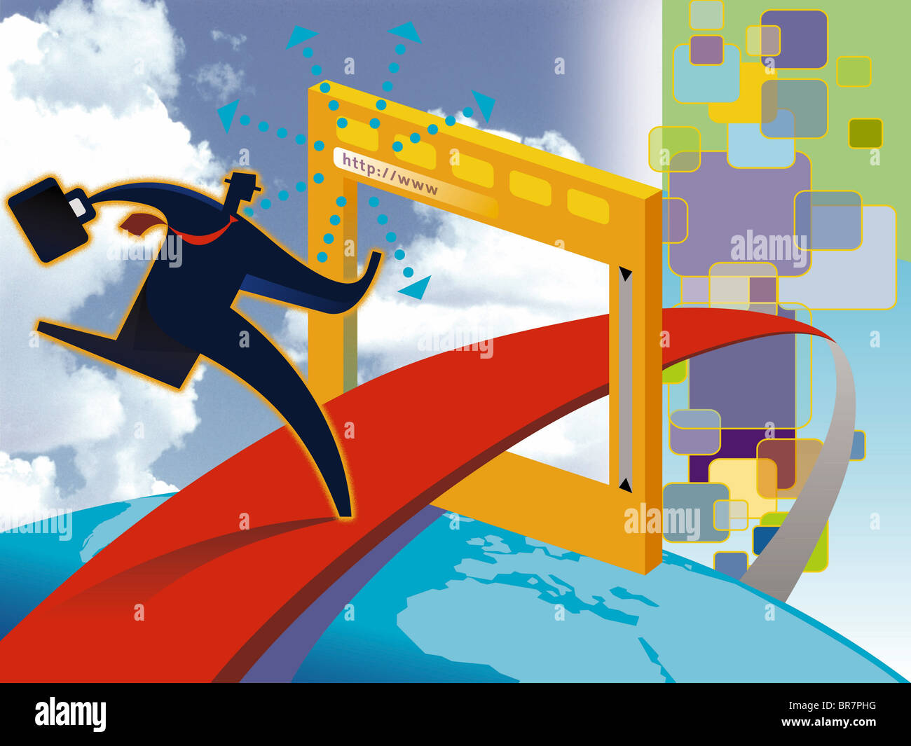 A man jumping into a computer screen Stock Photo Alamy