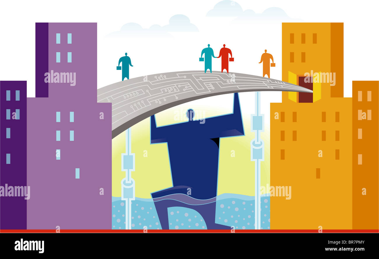 Businessmen meeting on a bridge Stock Photo Alamy