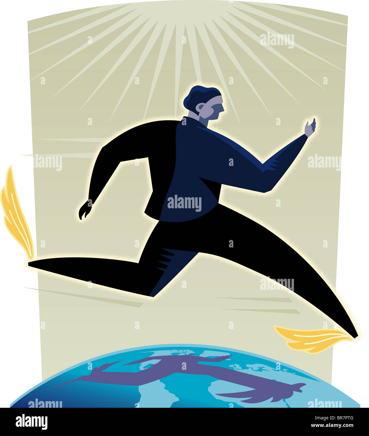 A man racing across the world Stock Photo - Alamy