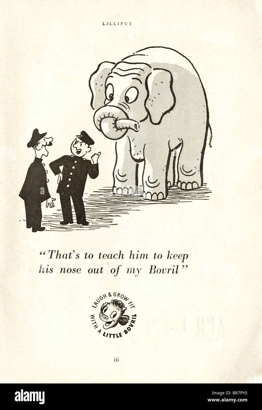 Black and white advert for Bovril inside Lilliput magazine dated November 1947 Stock Photo