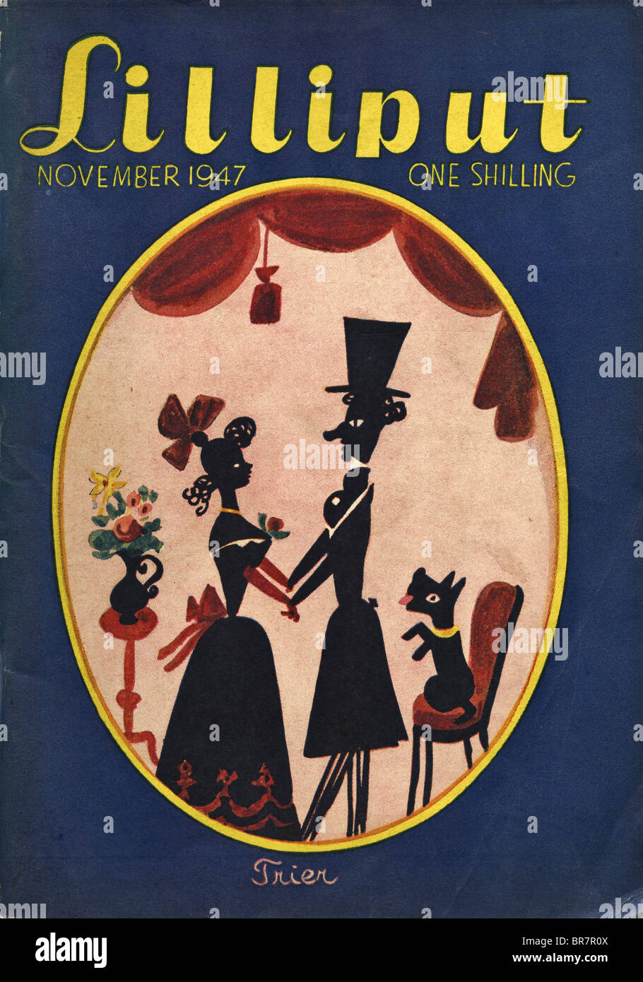 Lilliput magazine cover with illustration by Walter Trier dated November 1947 priced at one shilling Stock Photo