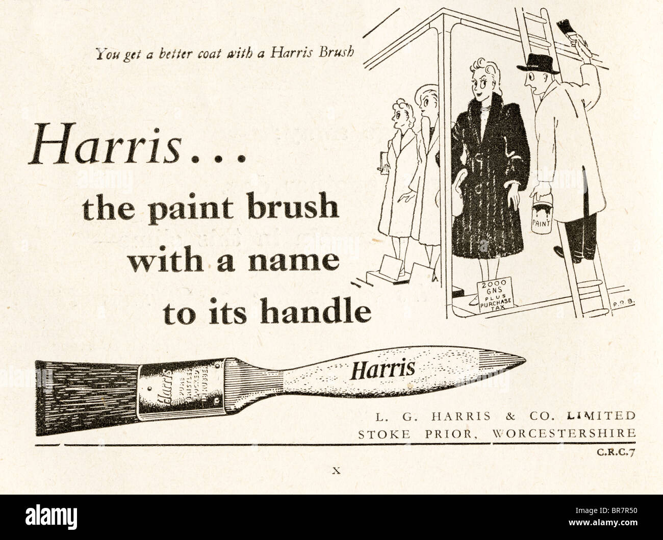 Black And White Advert For Harris Paint Brushes Inside