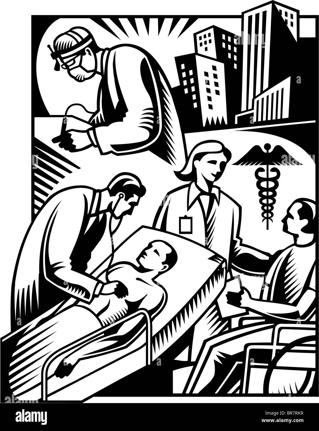 A healthcare montage done in black and white Stock Photo - Alamy