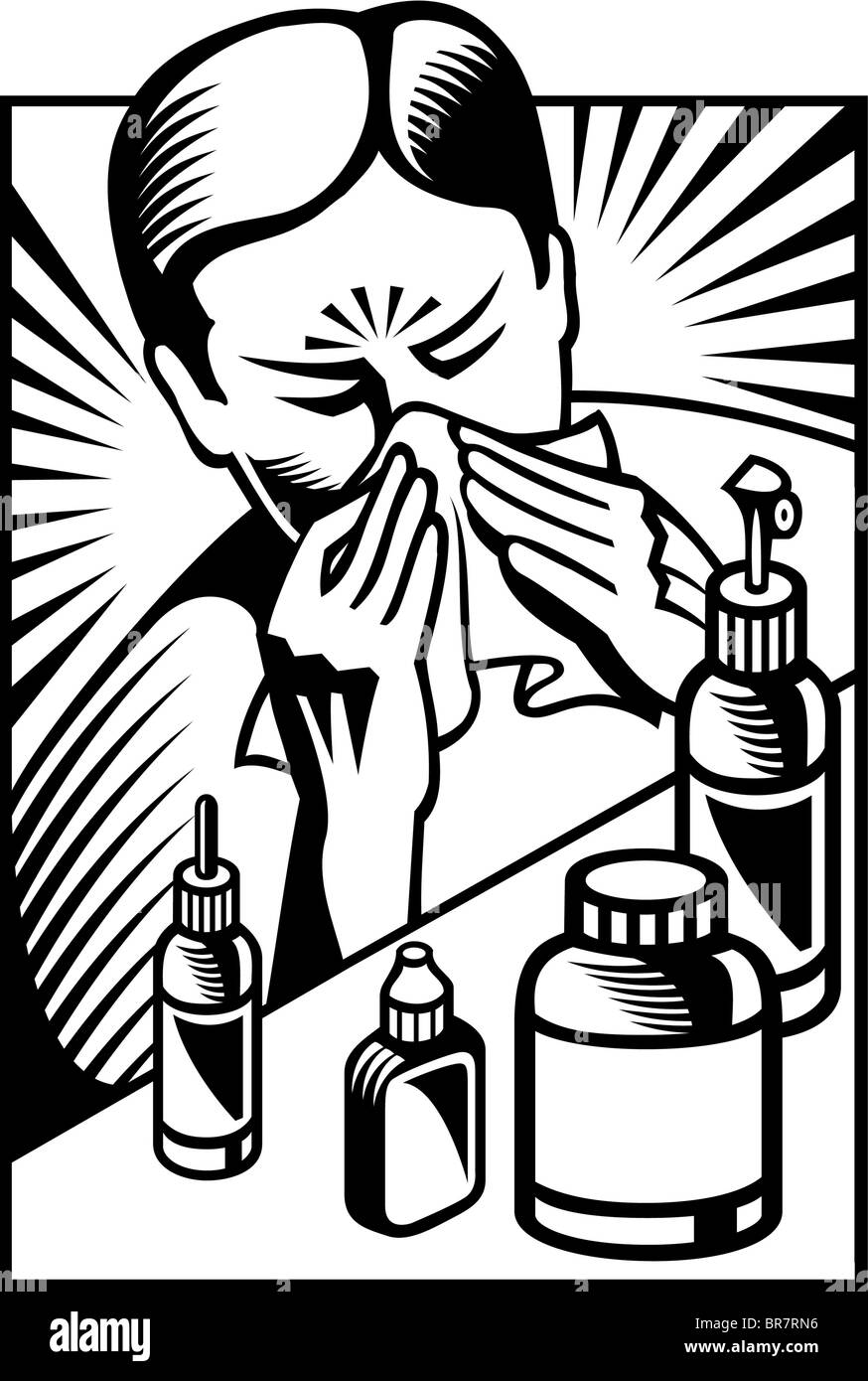 Cold and flu illustrations Black and White Stock Photos & Images - Alamy
