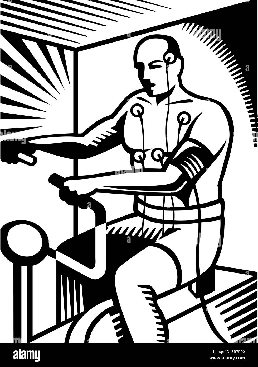 A Man Undergoing A Stress Test Drawn In Black And White Stock Photo Alamy