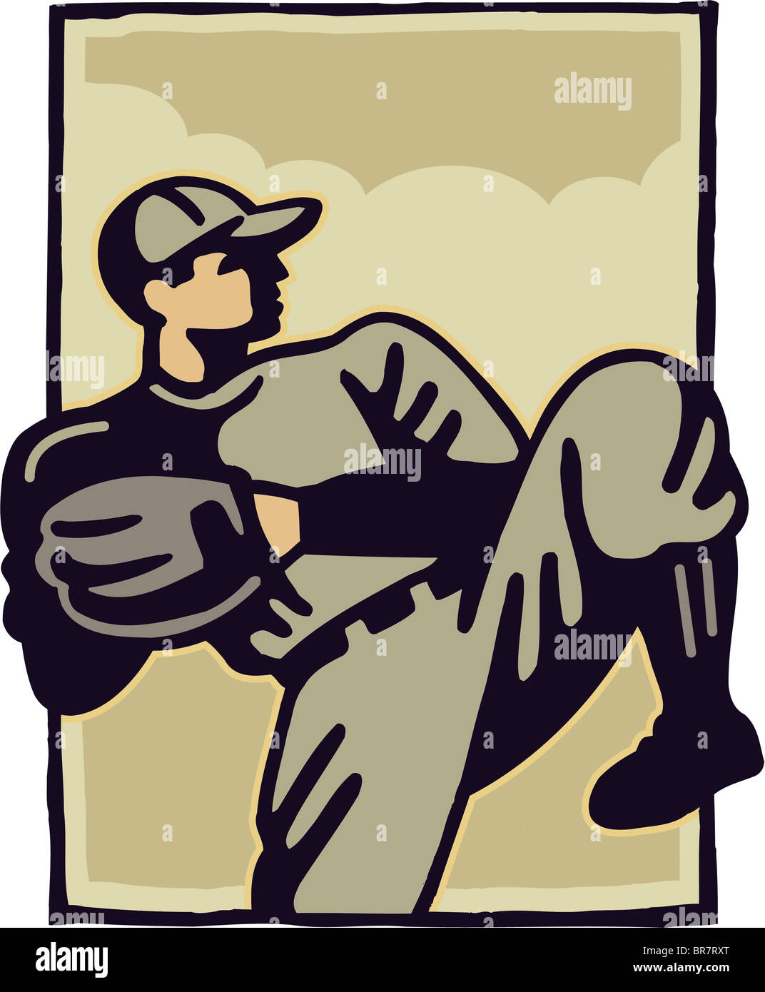Drawing of a baseball pitcher Stock Photo Alamy