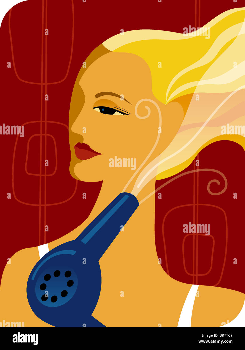A woman blow drying her hair Stock Photo - Alamy