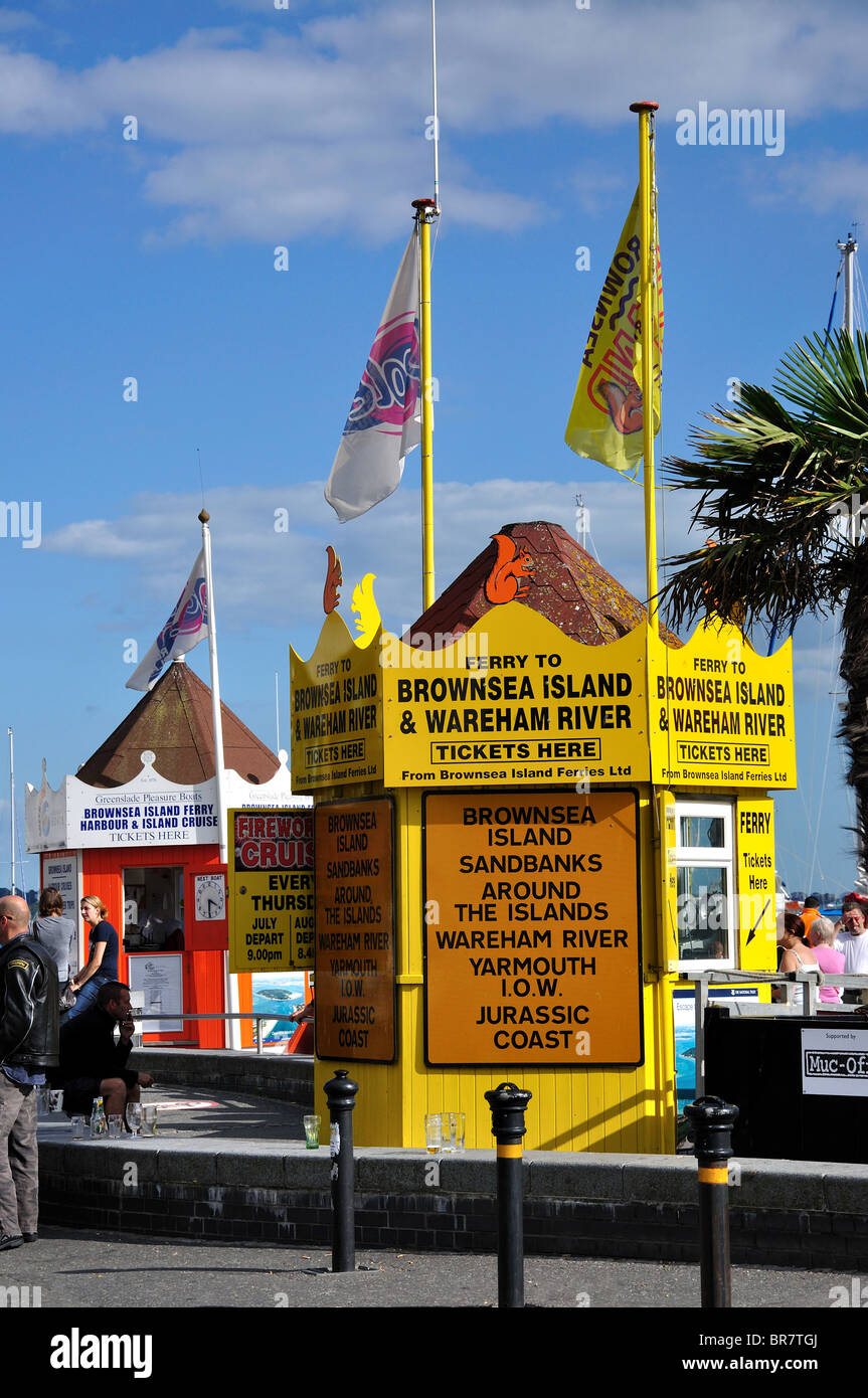 Harbour cruise boat sales kiosks, The Quay, Poole, Dorset, England, United Kingdom Stock Photo