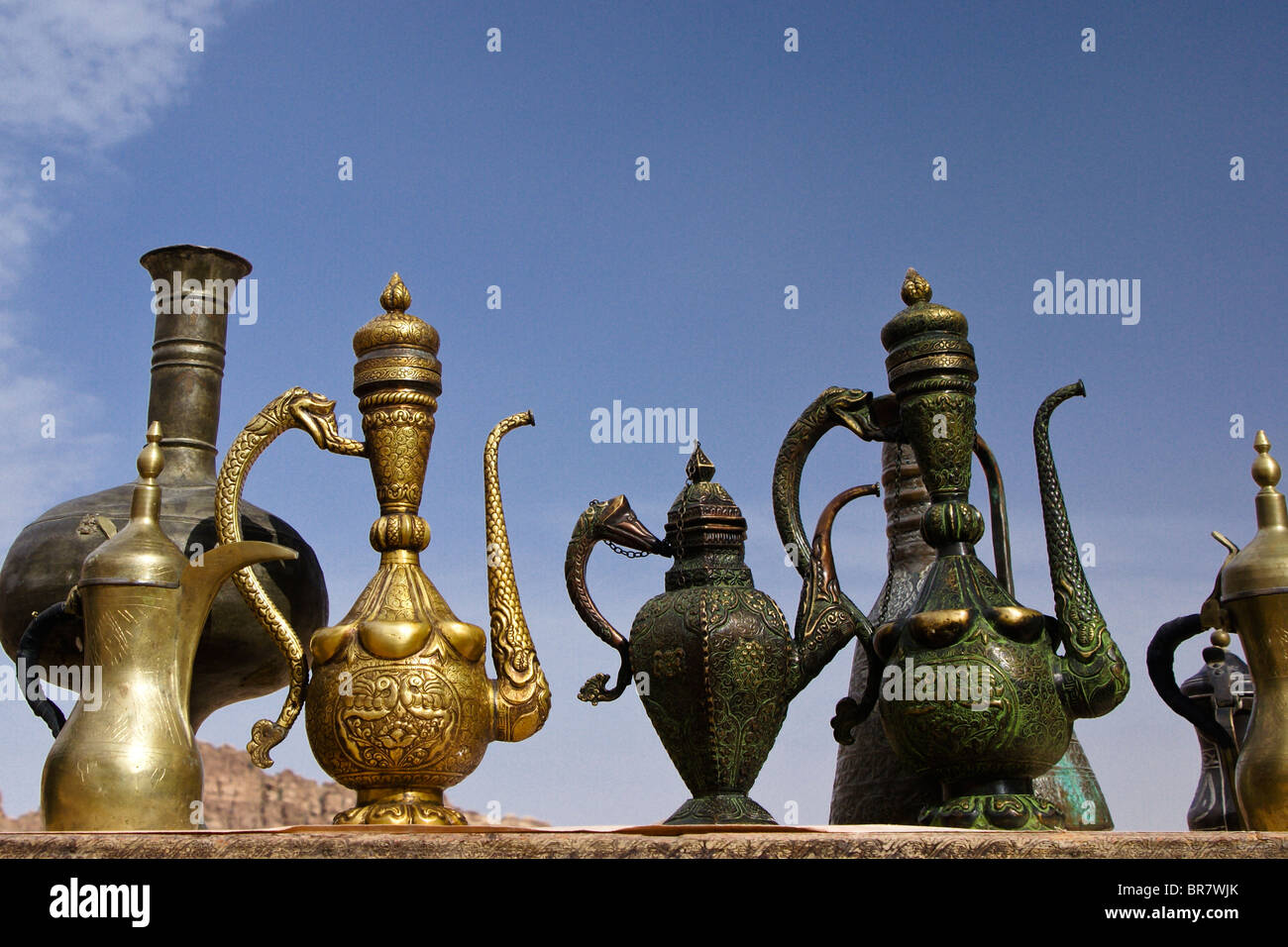 Coffee pots for sale, Petra, Jordan Stock Photo Alamy