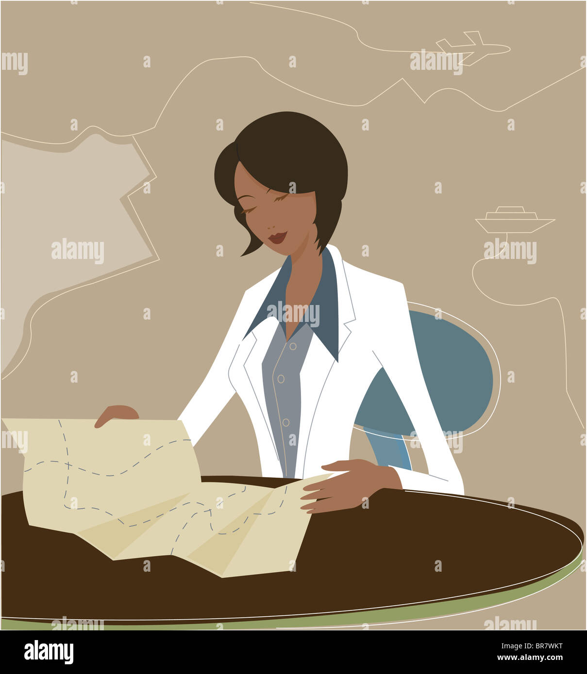 Businesswoman reading a map Stock Photo