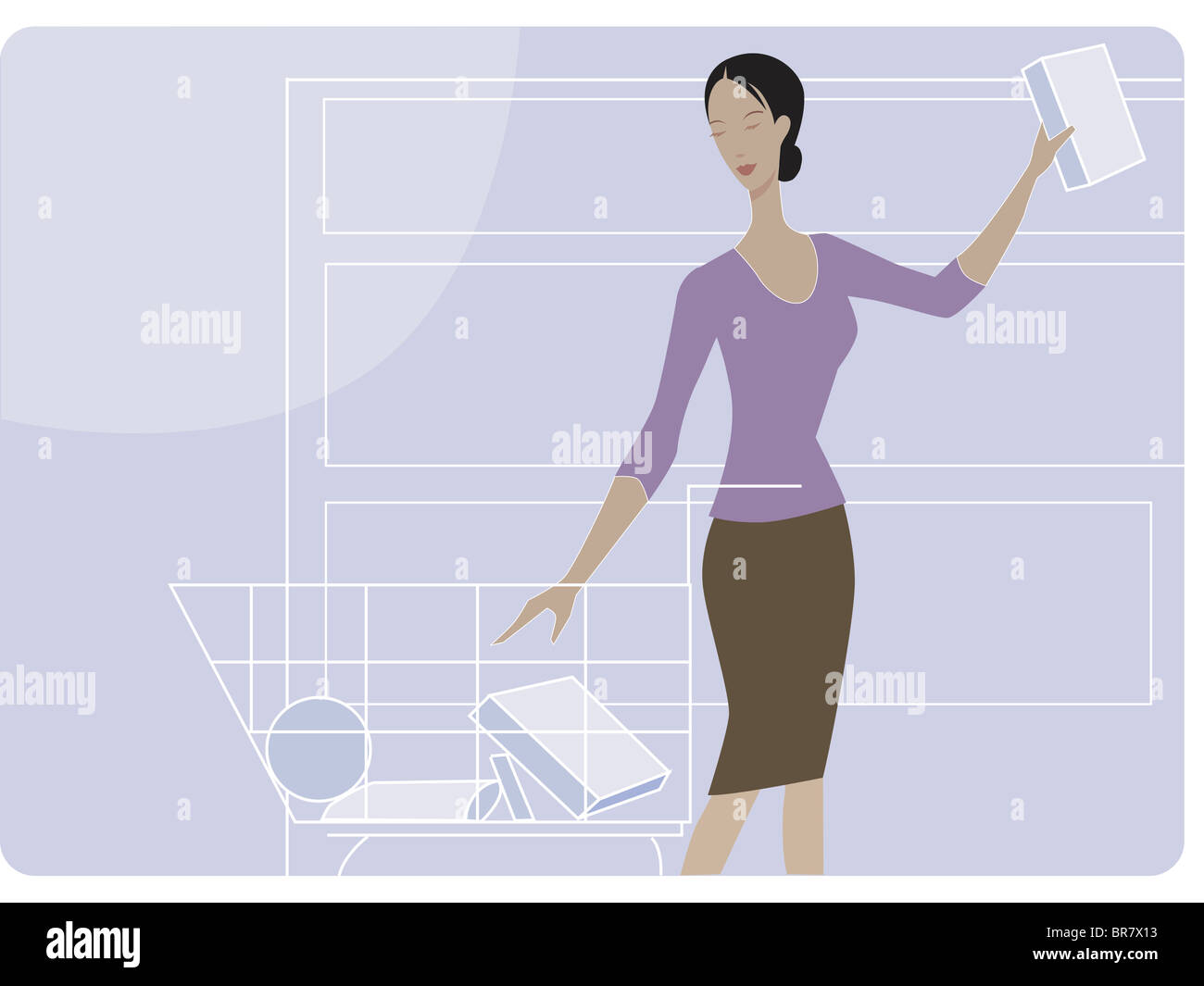 Woman shopping for groceries Stock Photo