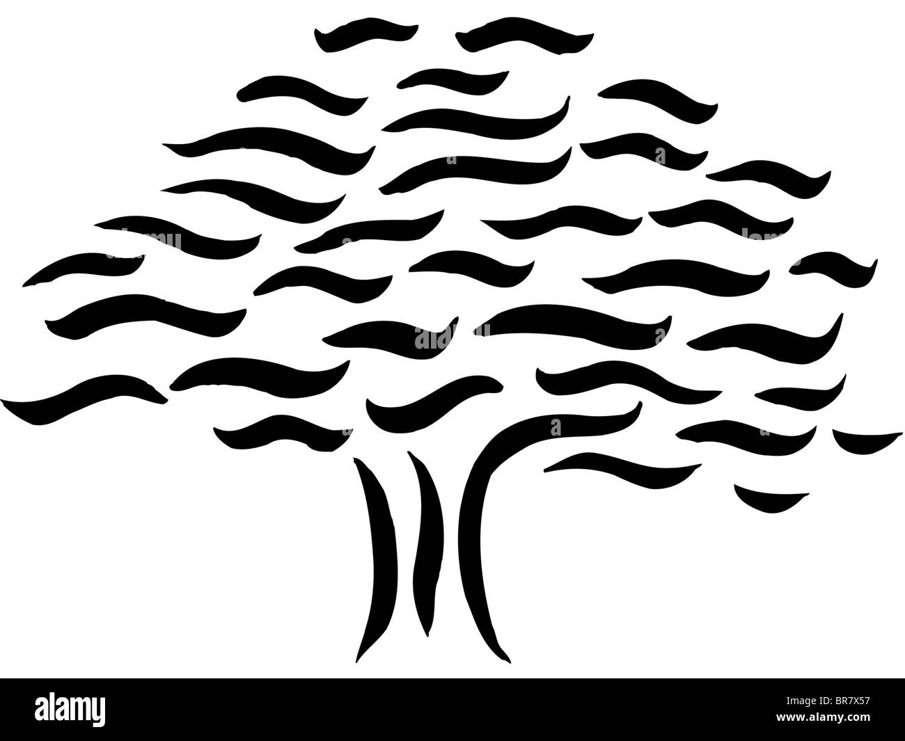 Drawing of a wave tree Stock Photo