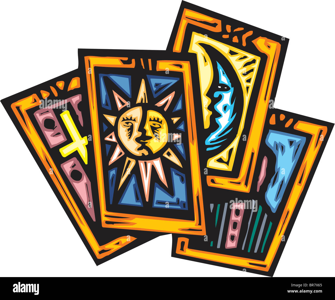 Four tarot cards Stock Photo