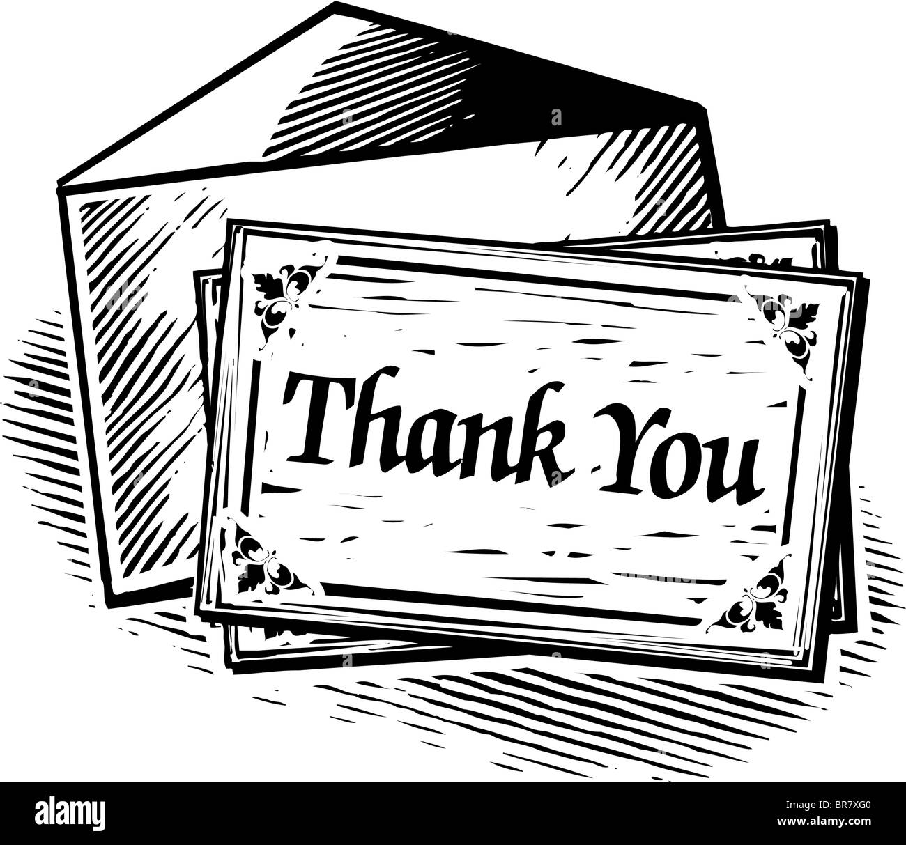 Thank you card, black and white Stock Photo - Alamy