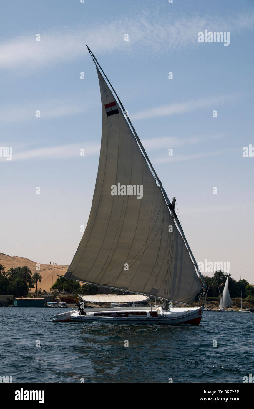 felucca sailing on the Nile River in Aswan Egypt Stock Photo - Alamy