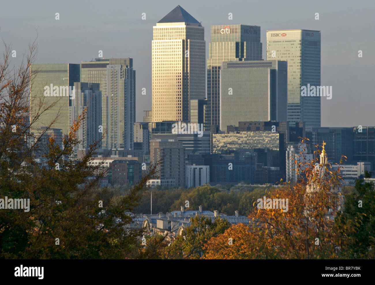Canary Wharf view from Greenwich Stock Photo