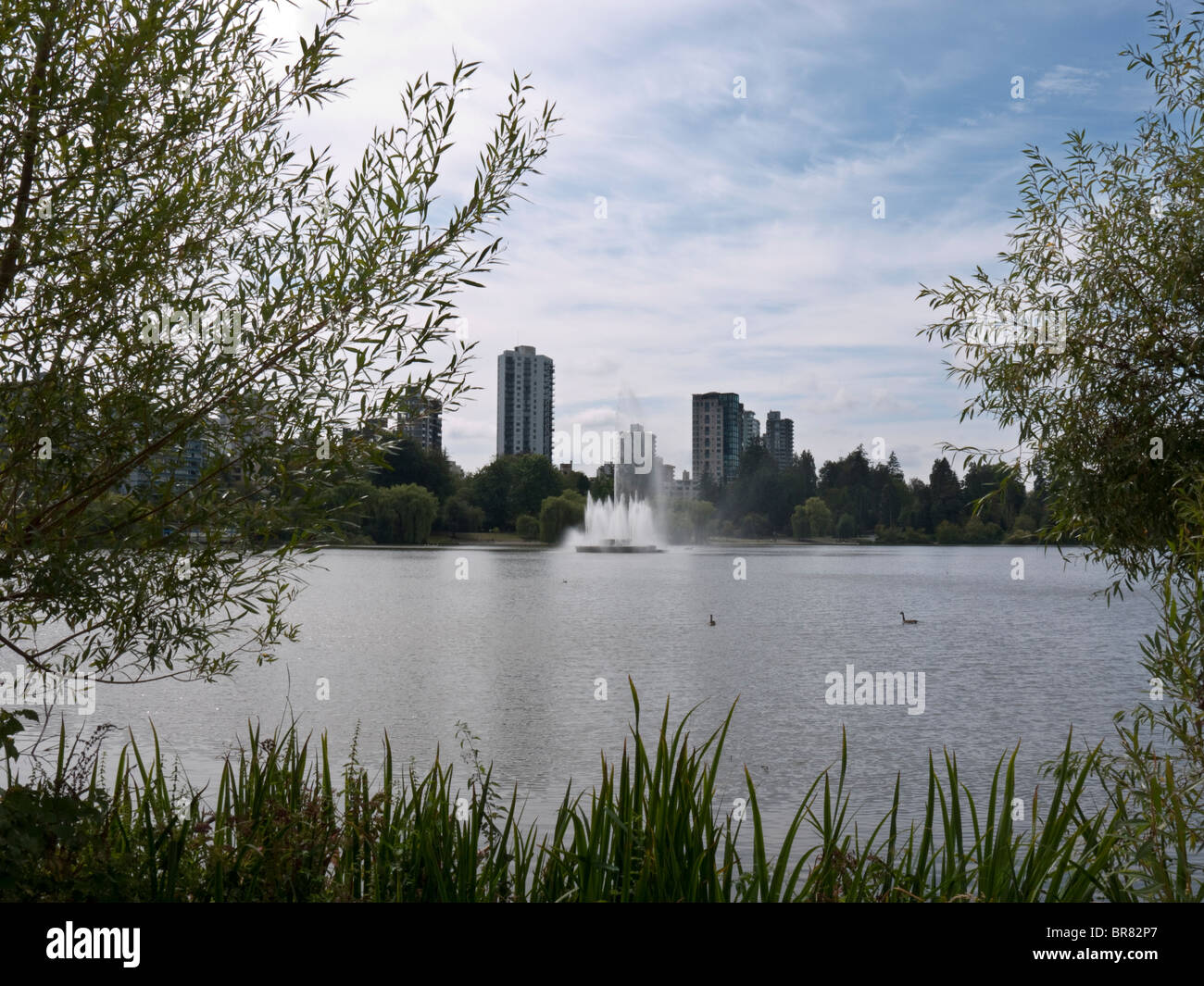 Vancouver across Lost Lagoon in Stanley Park, Vancouver, Canada September 2010 Stock Photo