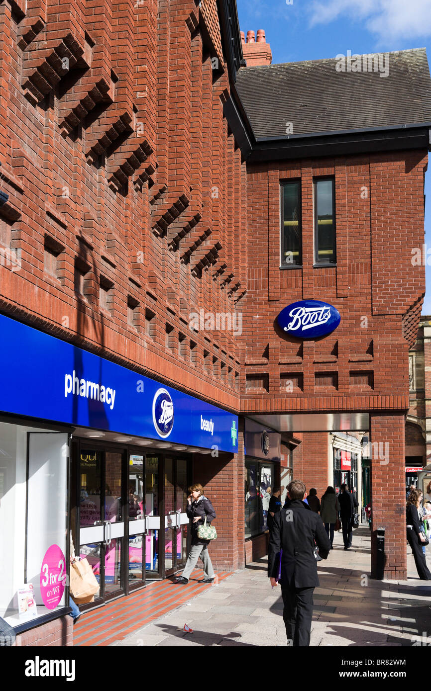 Boots pharmacy in Chester town centre, Cheshire, England, UK Stock Photo