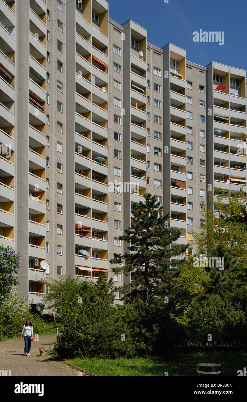 Gropiusstadt, Gropius City, 18-storey apartment building by Walter Gropius, satellite settlement, Berlin, Germany, Europe. Stock Photo