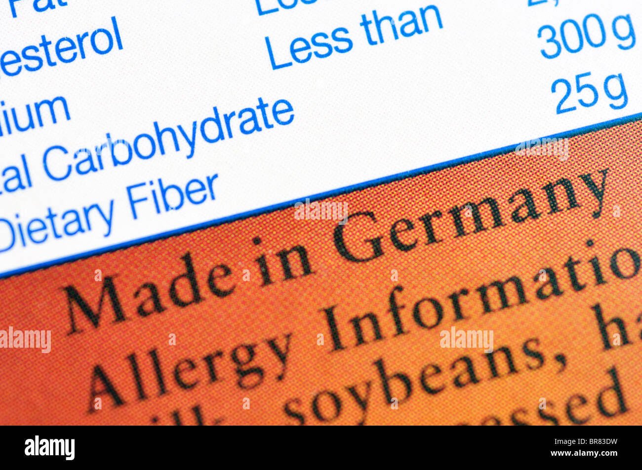 'Made in Germany' written on food package Stock Photo