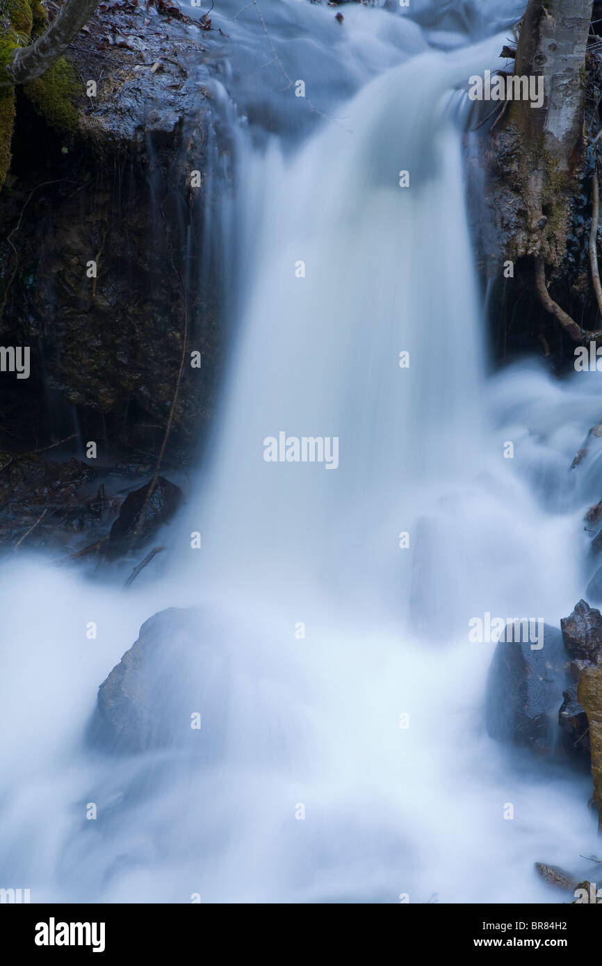 waterfall in mountain river Stock Photo