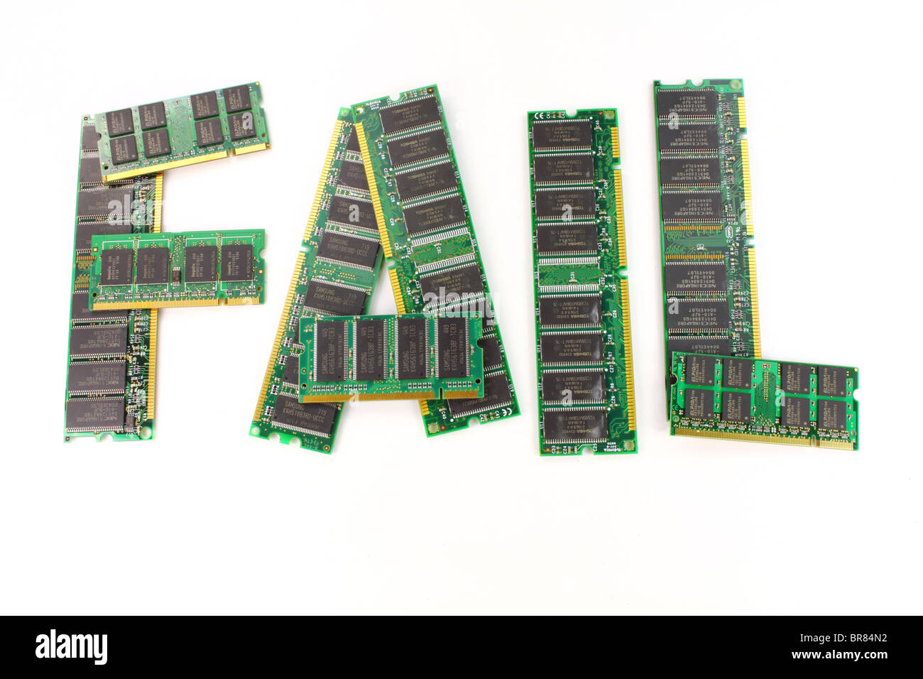 FAIL spelled out in computer memory chips Stock Photo