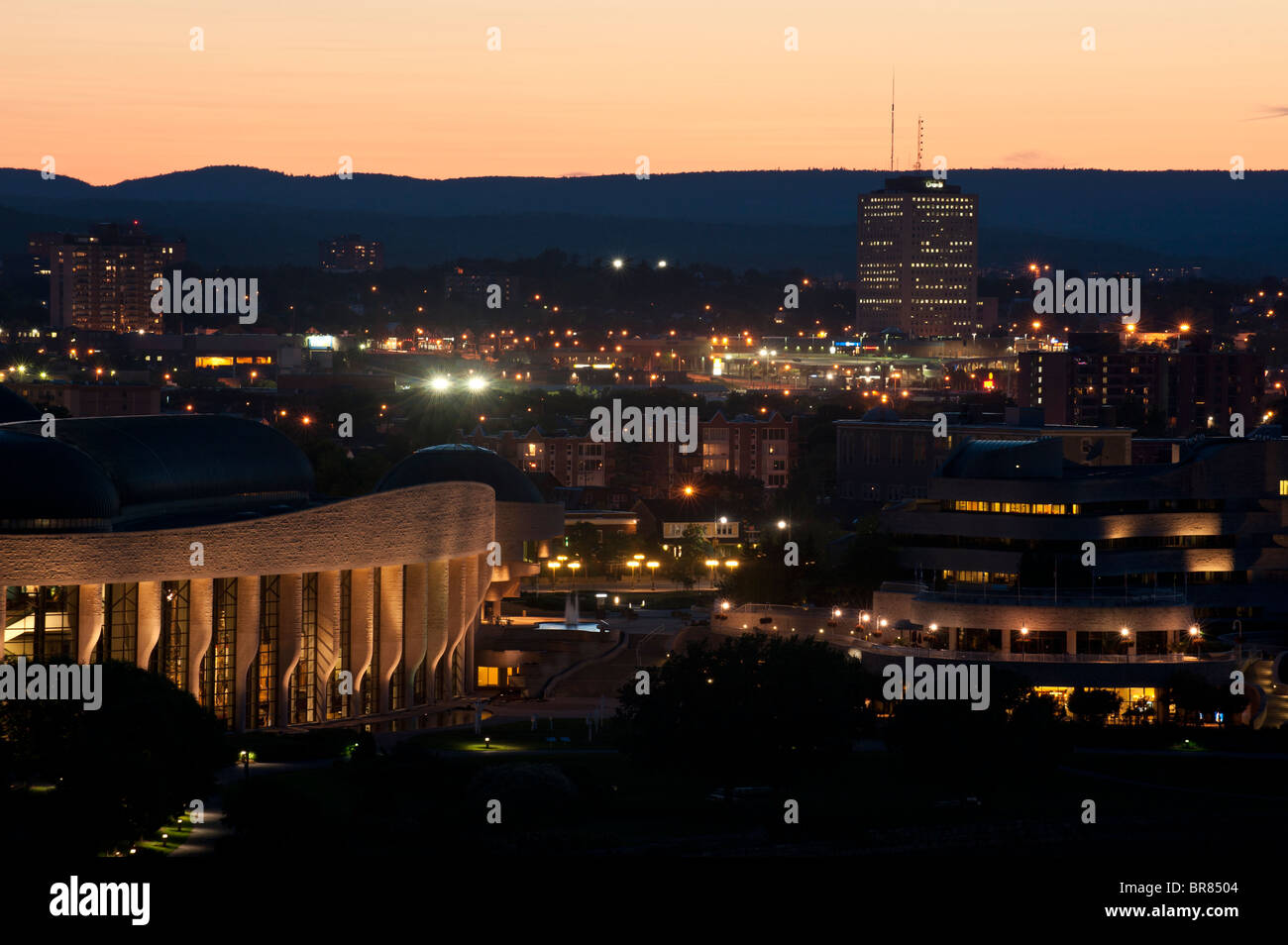 Museum of Civilization at sunset in Hull Quebec from Parliament Hill, Ottawa Ontario Canada Stock Photo