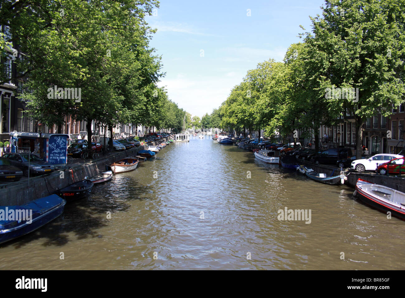 Canal Boats Amsterdam Stock Photo