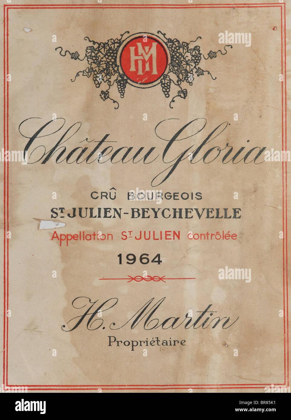 old french wine label Stock Photo