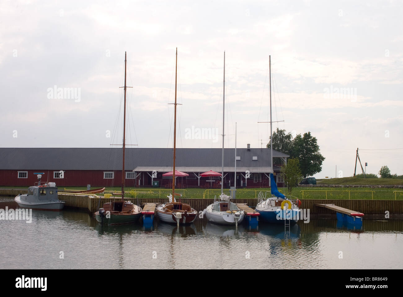 Small Harbor with some boats - Sõru, Hiiumaa, Estonia Stock Photo