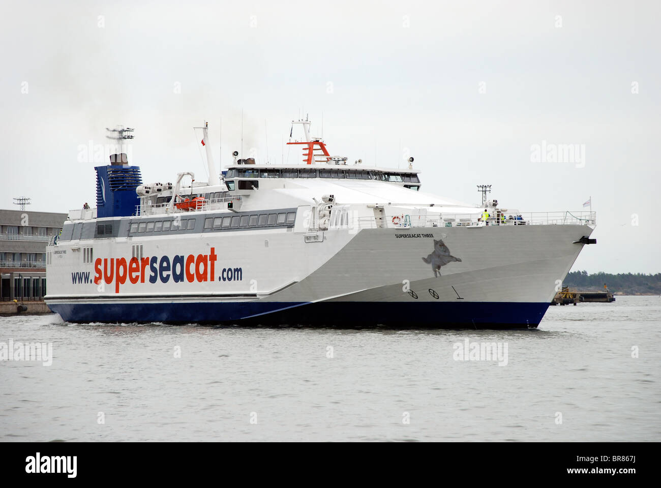 Editorial use only. Tallink / Silja Line Super Sea Cat Speed boat (No longer in the gulf of Finland service as of 2010). Stock Photo