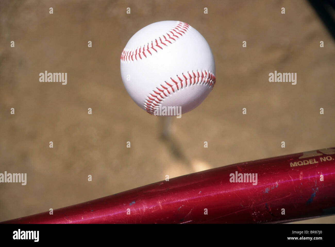 baseball bat hit strike impact sport ball fly equipment game Stock
