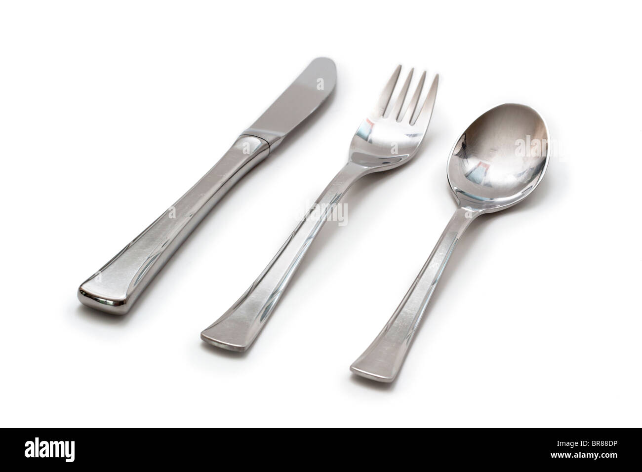 Stainless steel flatware, knife fork and spoon Stock Photo Alamy
