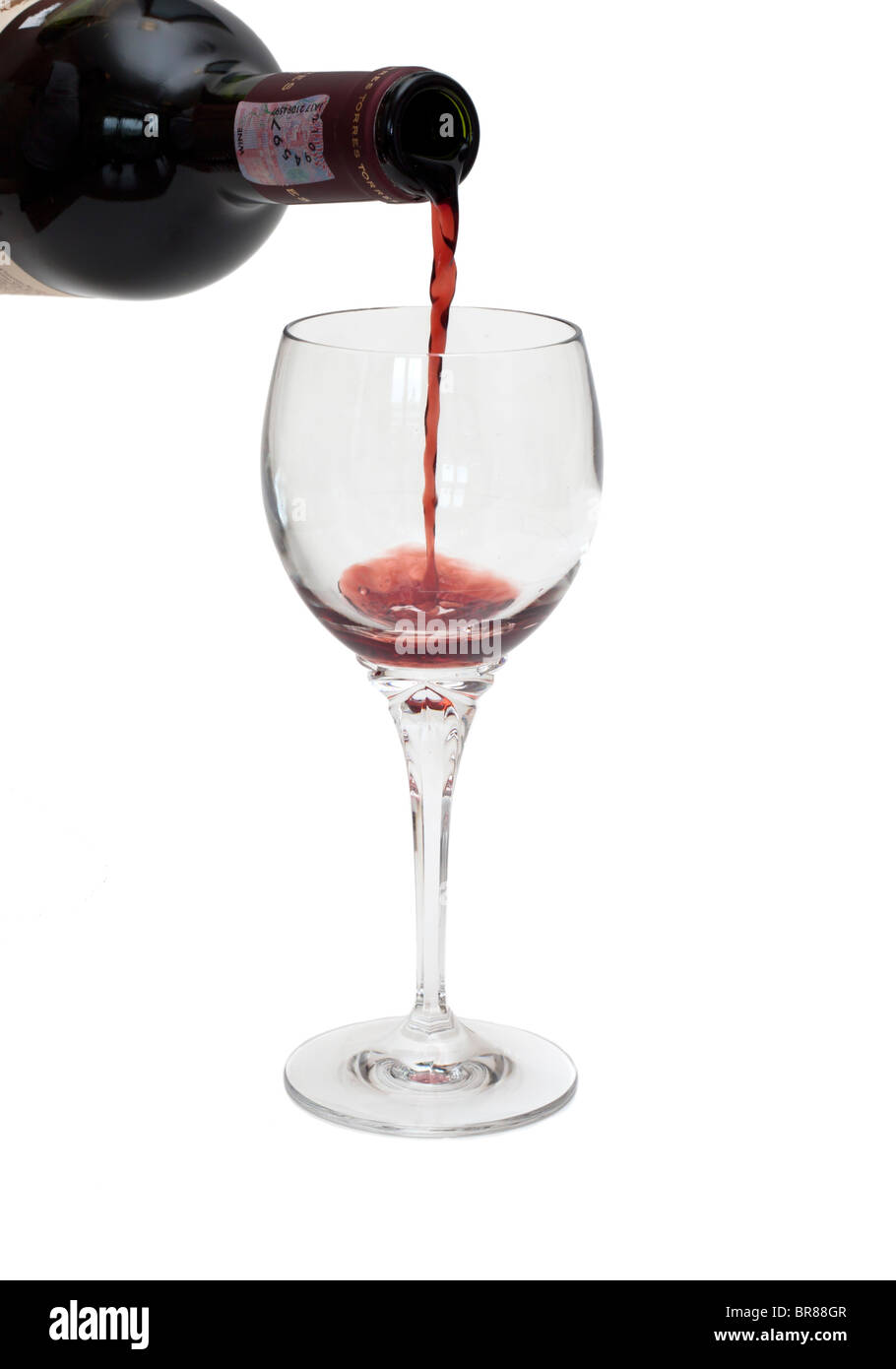 Pouring a glass of red wine Stock Photo